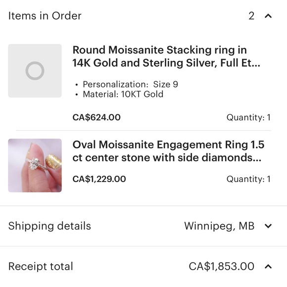 Moissanite Engagement Ring & Band - Picture 6 of 8